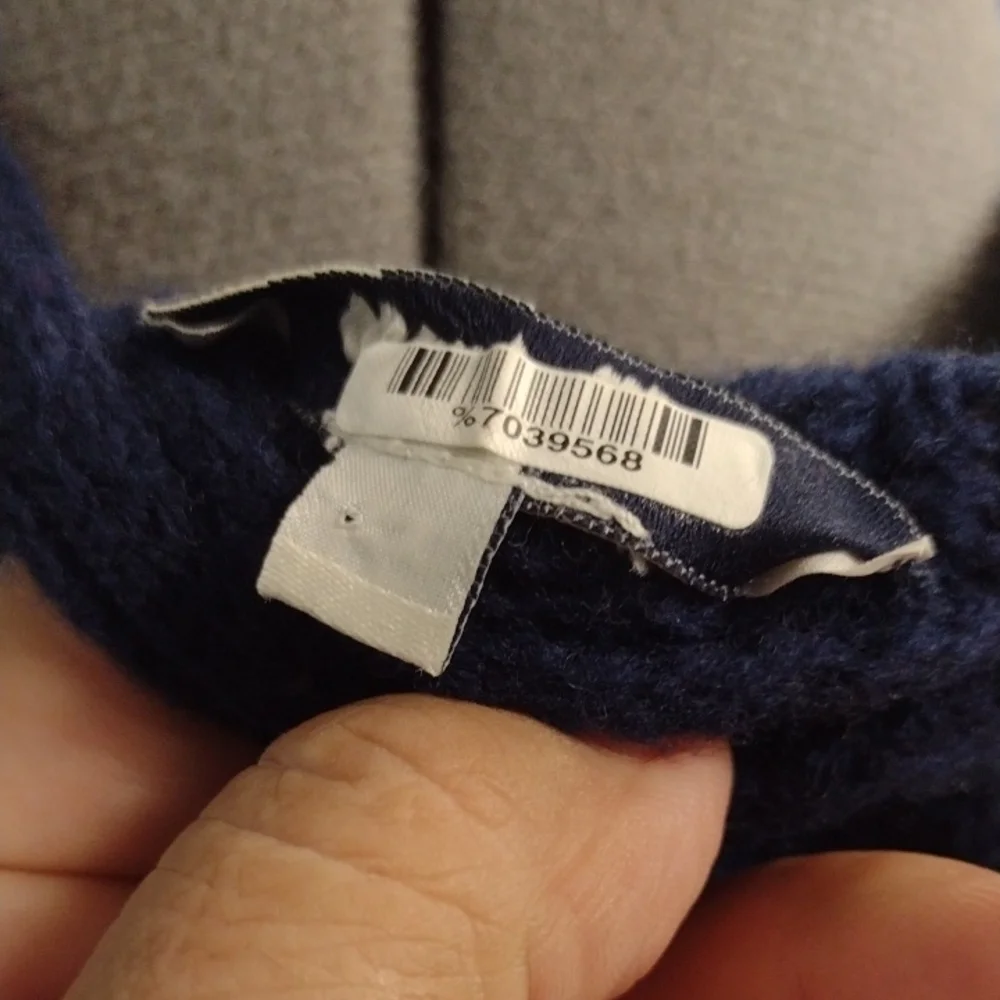 Madewell 100%Merino Wool Navy and Cream Striped Cardigan, Farm, Vacation, Y2K - Picture 3 of 12